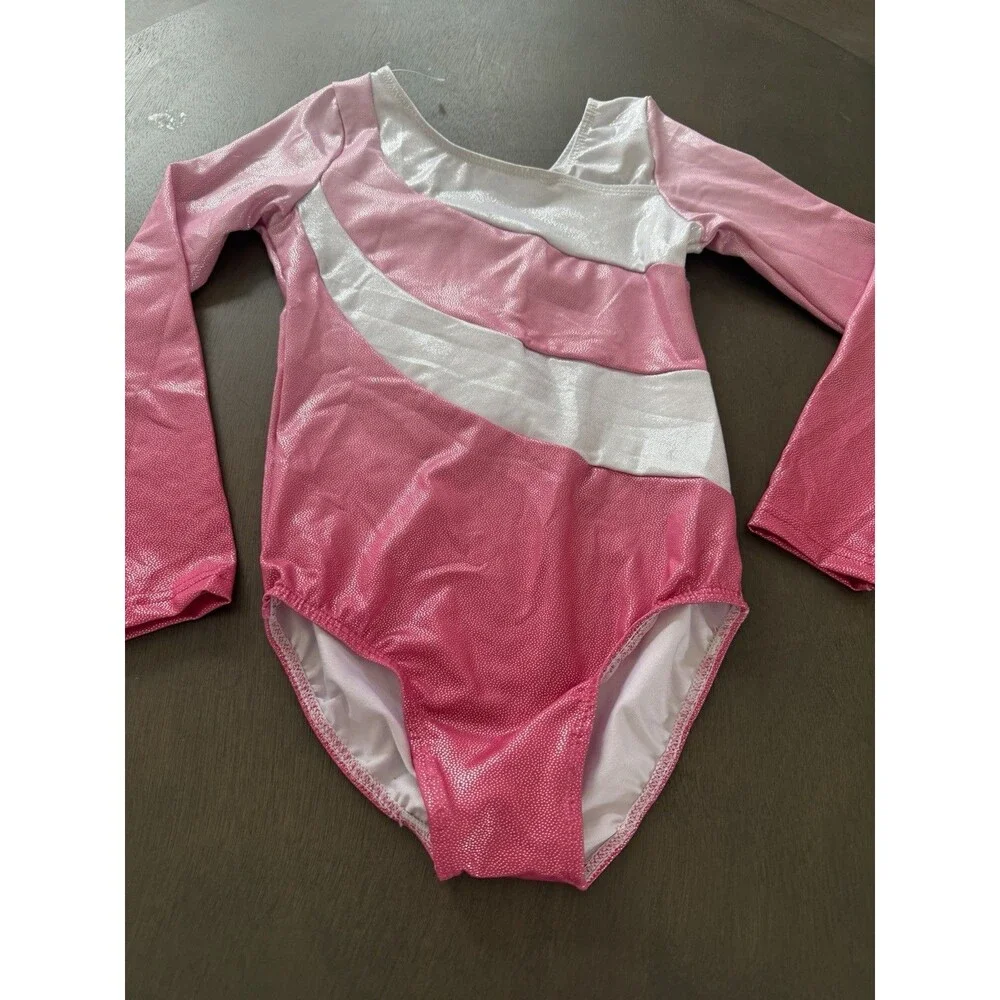 Gymnastic Leotard for Girls Long Sleeve Glitter Rhinestone Dance Ballet Bodysuit